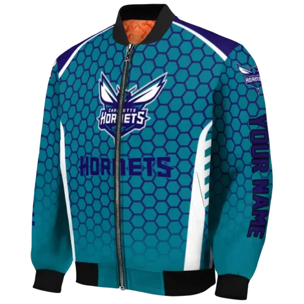 customized charlotte hornets hexagon grid teal bomber jacket best selling