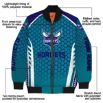 customized charlotte hornets hexagon grid teal bomber jacket best selling