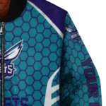 customized charlotte hornets hexagon grid teal bomber jacket best selling