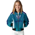 customized charlotte hornets hexagon grid teal bomber jacket best selling