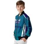 customized charlotte hornets hexagon grid teal bomber jacket best selling