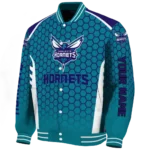 customized charlotte hornets hexagon grid teal varsity jacket best selling.webp