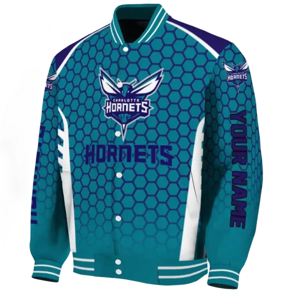 customized charlotte hornets hexagon grid teal varsity jacket best selling.webp
