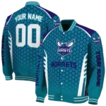 customized charlotte hornets hexagon grid teal varsity jacket best selling.webp