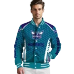 customized charlotte hornets hexagon grid teal varsity jacket best selling.webp