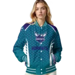 customized charlotte hornets hexagon grid teal varsity jacket best selling.webp