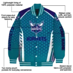 customized charlotte hornets hexagon grid teal varsity jacket best selling.webp