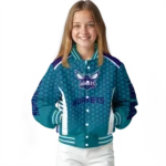 customized charlotte hornets hexagon grid teal varsity jacket best selling.webp