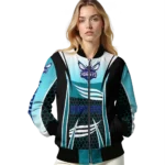 customized charlotte hornets mesh effect teal black bomber jacket best selling