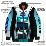 customized charlotte hornets mesh effect teal black bomber jacket best selling