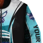 customized charlotte hornets mesh effect teal black bomber jacket best selling
