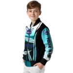 customized charlotte hornets mesh effect teal black bomber jacket best selling