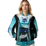 customized charlotte hornets mesh effect teal black varsity jacket best selling.webp