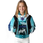 customized charlotte hornets mesh effect teal black varsity jacket best selling.webp