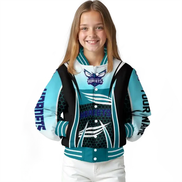 customized charlotte hornets mesh effect teal black varsity jacket top rated.webp