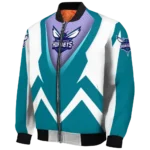 customized charlotte hornets v stripes teal white bomber jacket best selling