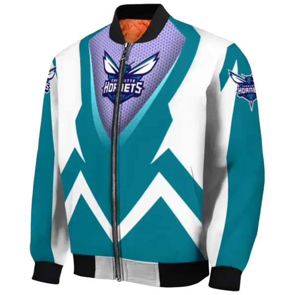 customized charlotte hornets v stripes teal white bomber jacket best selling