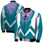customized charlotte hornets v stripes teal white bomber jacket best selling