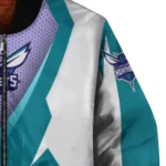 customized charlotte hornets v stripes teal white bomber jacket best selling