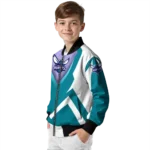 customized charlotte hornets v stripes teal white bomber jacket best selling