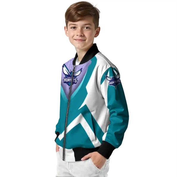 customized charlotte hornets v stripes teal white bomber jacket trendy
