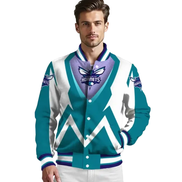 customized charlotte hornets v stripes teal white varsity jacket high quality.webp