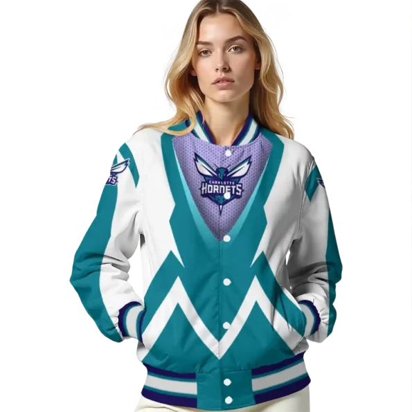 customized charlotte hornets v stripes teal white varsity jacket latest model.webp