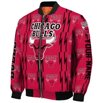 customized chicago bulls bolt stripe red bomber jacket best selling