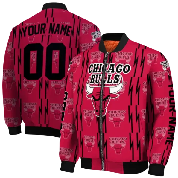 customized chicago bulls bolt stripe red bomber jacket fashion forward