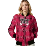 customized chicago bulls bolt stripe red bomber jacket best selling