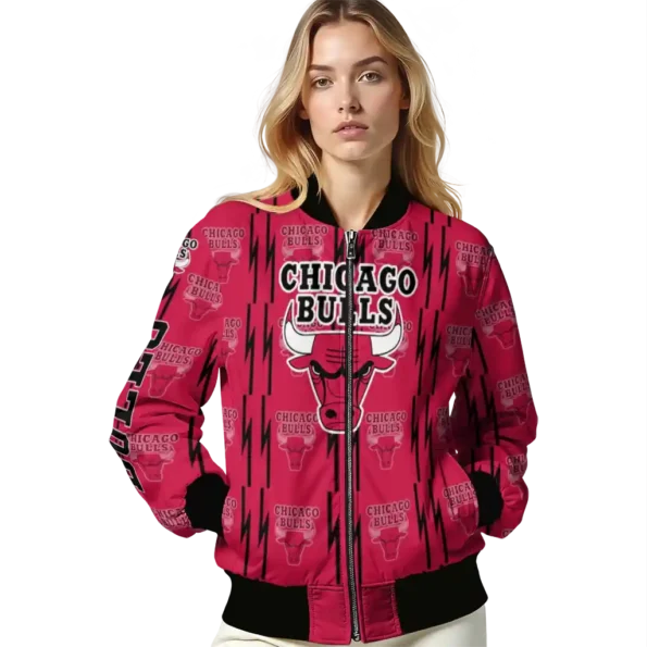 customized chicago bulls bolt stripe red bomber jacket latest model