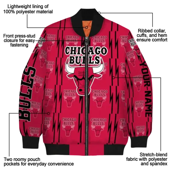 customized chicago bulls bolt stripe red bomber jacket new arrival