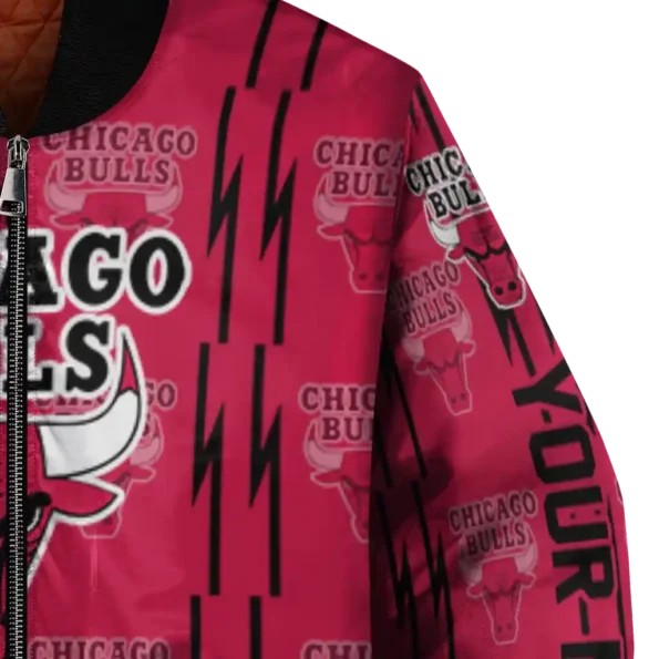 customized chicago bulls bolt stripe red bomber jacket premium grade