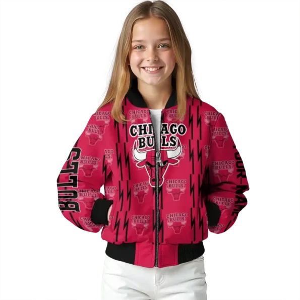 customized chicago bulls bolt stripe red bomber jacket top rated