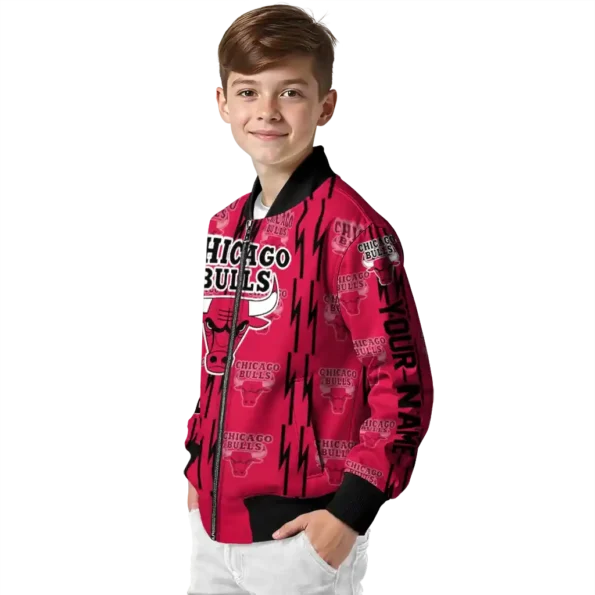 customized chicago bulls bolt stripe red bomber jacket trendy