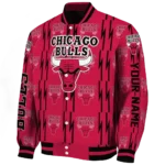 customized chicago bulls bolt stripe red varsity jacket best selling.webp