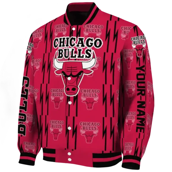 customized chicago bulls bolt stripe red varsity jacket best selling.webp