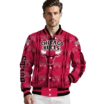 customized chicago bulls bolt stripe red varsity jacket best selling.webp