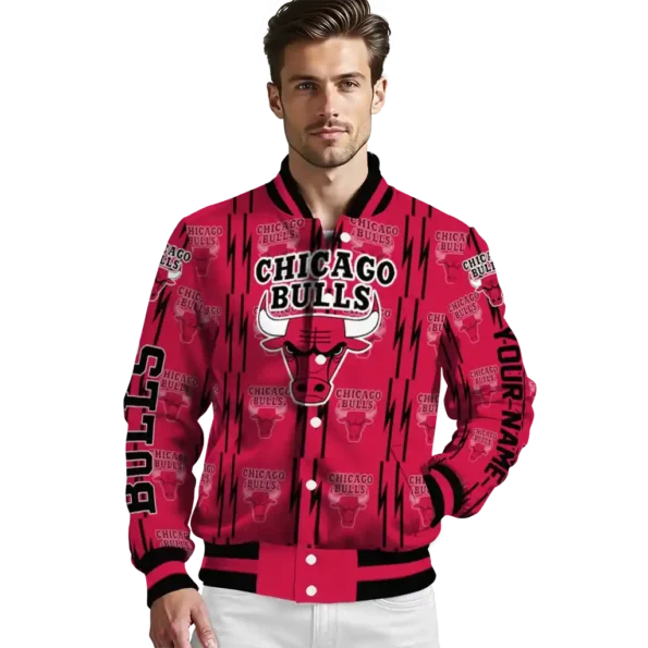 customized chicago bulls bolt stripe red varsity jacket high quality.webp