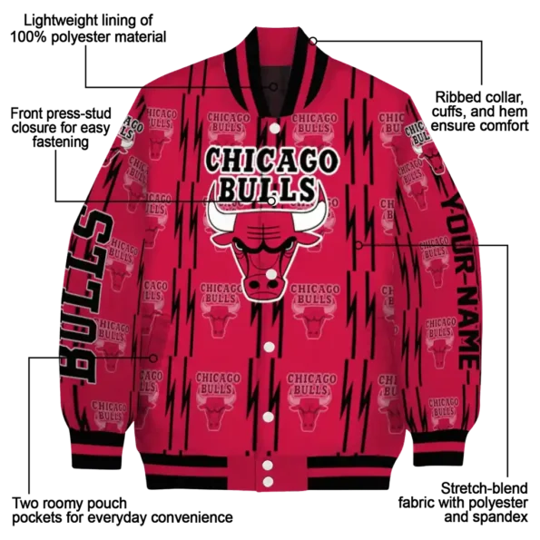 customized chicago bulls bolt stripe red varsity jacket new arrival.webp