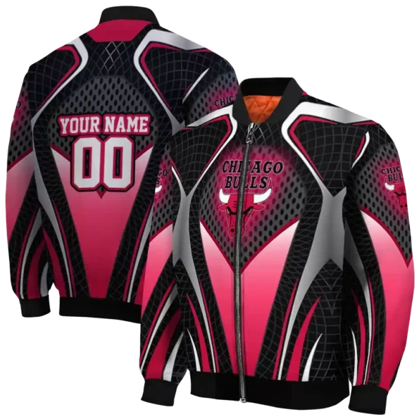 customized chicago bulls mesh chest black bomber jacket fashion forward