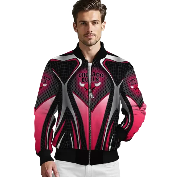 customized chicago bulls mesh chest black bomber jacket high quality
