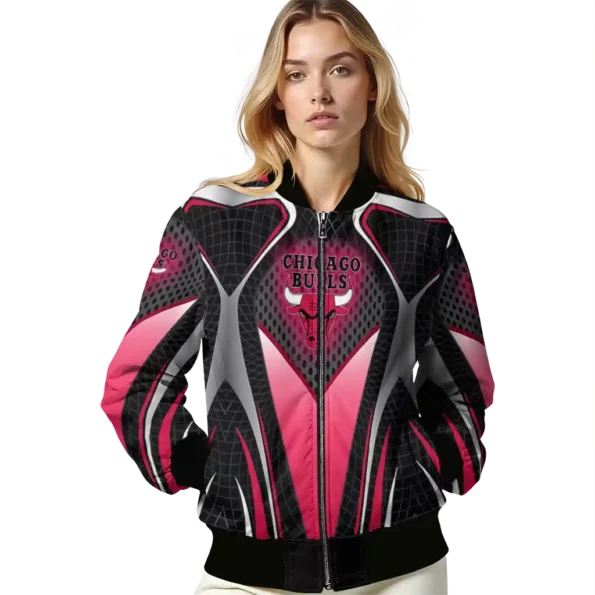 customized chicago bulls mesh chest black bomber jacket latest model