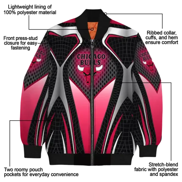 customized chicago bulls mesh chest black bomber jacket new arrival