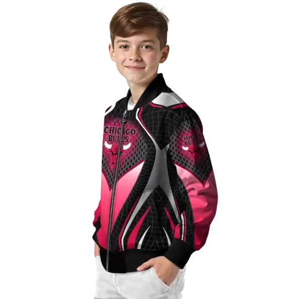 customized chicago bulls mesh chest black bomber jacket trendy