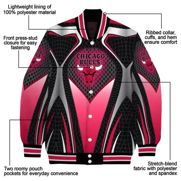 customized chicago bulls mesh chest black varsity jacket new arrival.webp