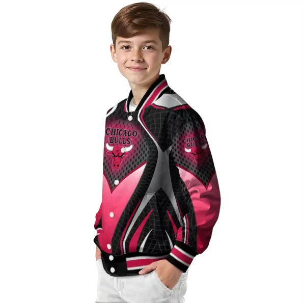 customized chicago bulls mesh chest black varsity jacket trendy.webp