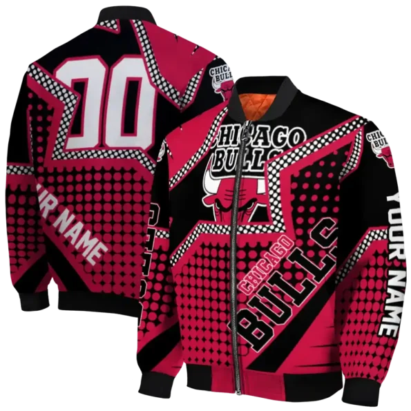 customized chicago bulls star burst red bomber jacket fashion forward