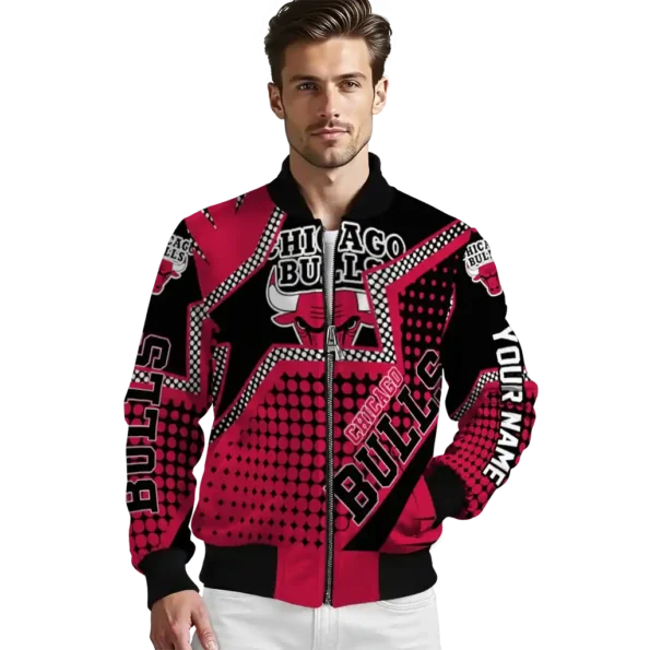 customized chicago bulls star burst red bomber jacket high quality