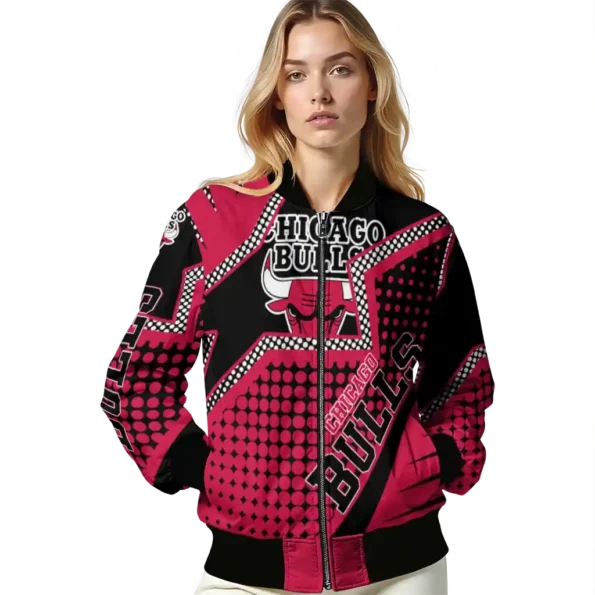 customized chicago bulls star burst red bomber jacket latest model